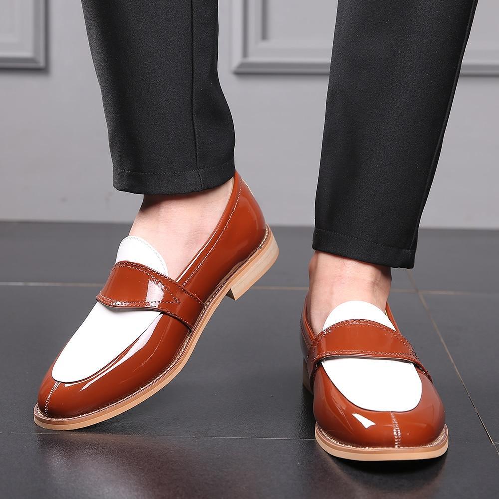 Men Dress Shoes Luxury Leather Slip-on Flat Loafers Formal Shoes