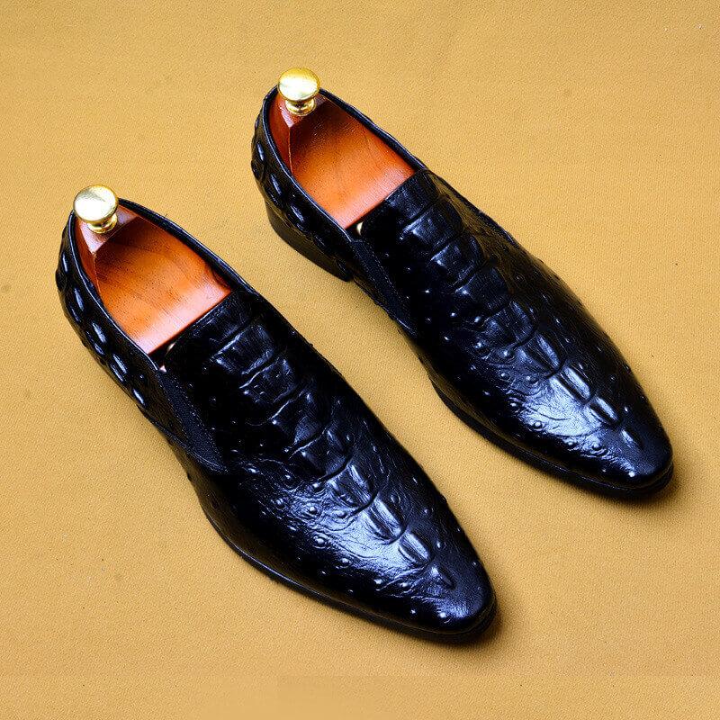 Men's Casual Business Breathable Crocodile Pattern Leather Shoes