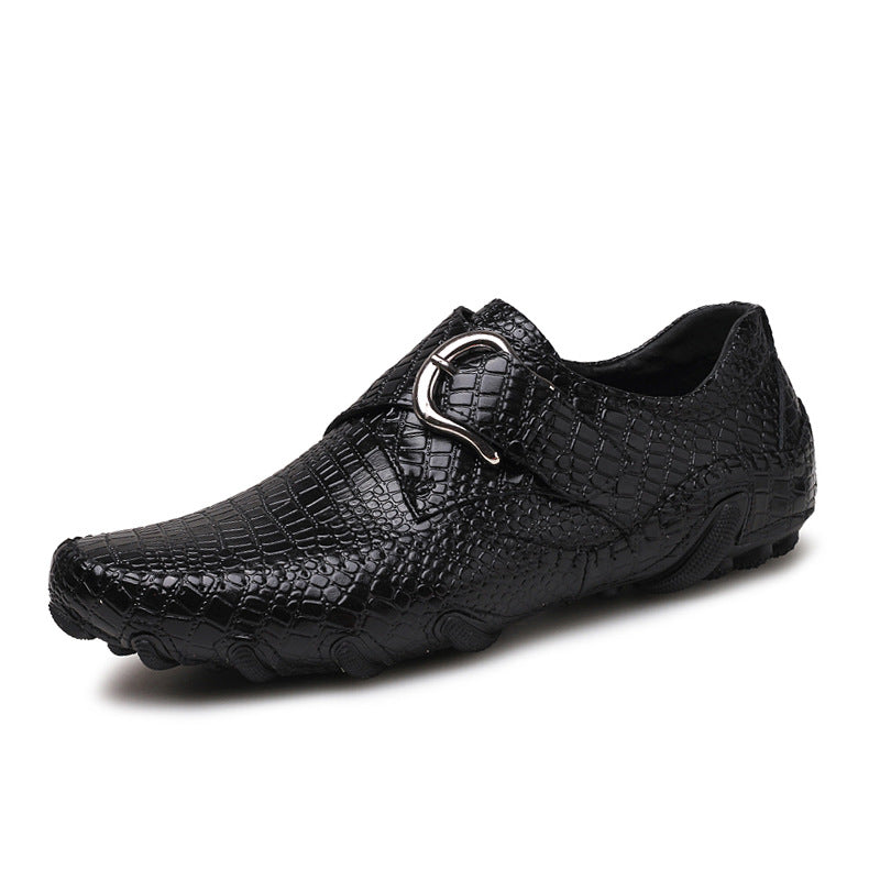 Casual British Crocodile Pattern Breathable Leather Men's Shoes
