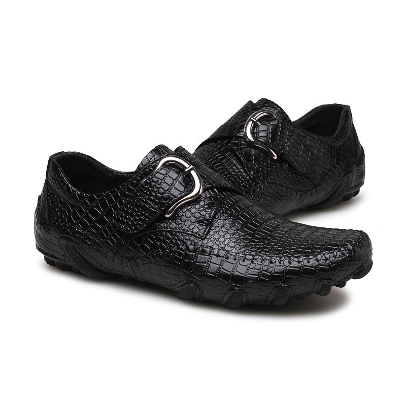Casual British Crocodile Pattern Breathable Leather Men's Shoes
