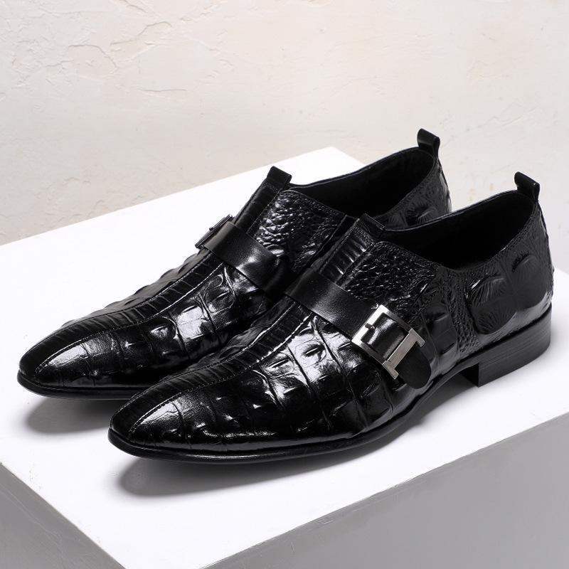 Men's Alligator Grain Hasps Leather Shoes
