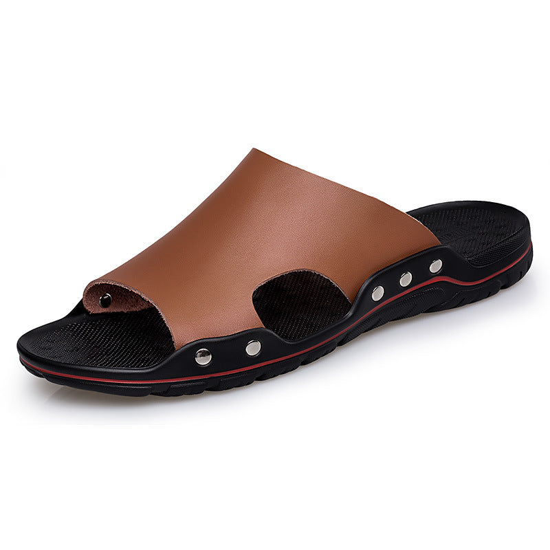 Men's Lightweight Outdoor Leather Slippers