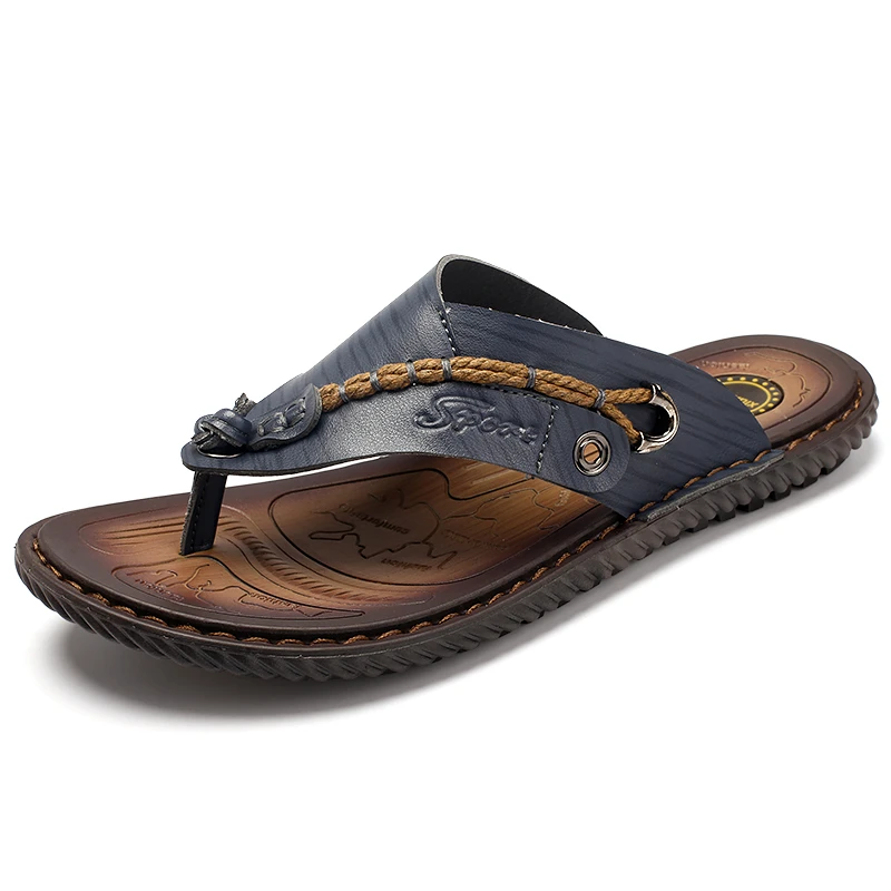 Men's Genuine Leather Casual Sandals Flip Flops