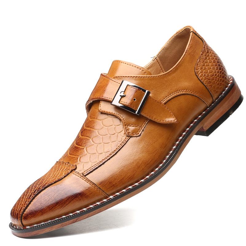 Men's Leather Shoes With Belt Buckle