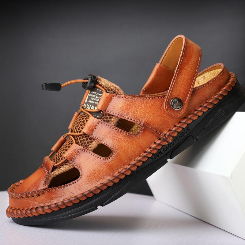 Men'S Summer Cowhide Elastic Outdoor Sandal
