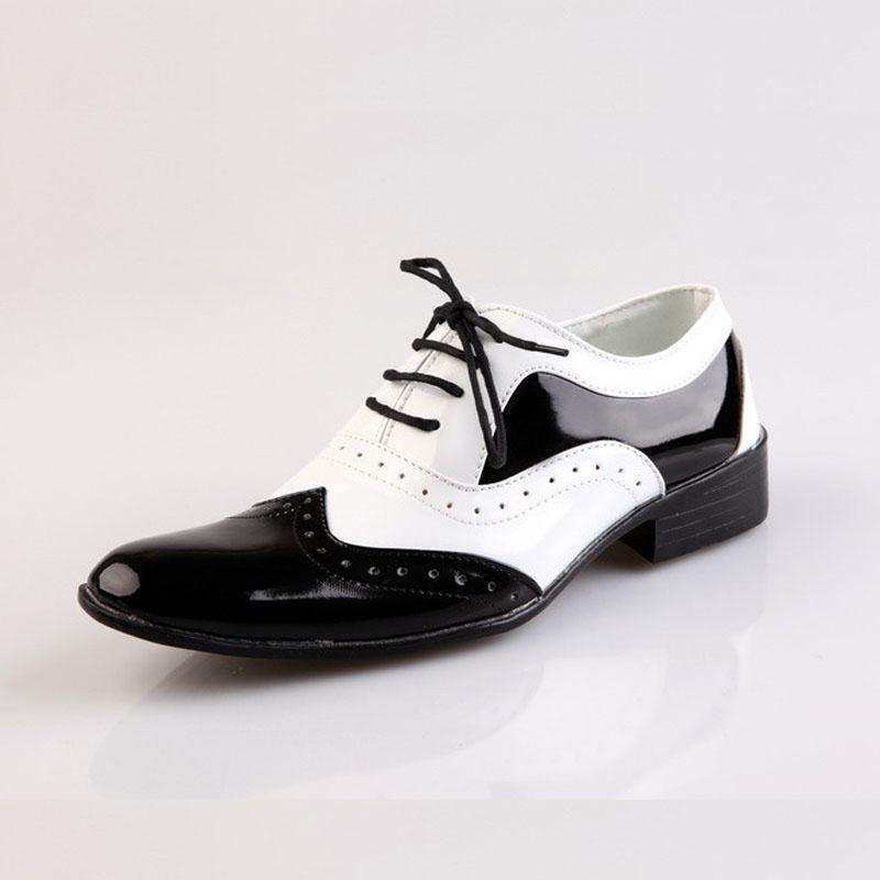 Trend Brogue Shoes Splicing Pointed Toe Flats Leather Formal