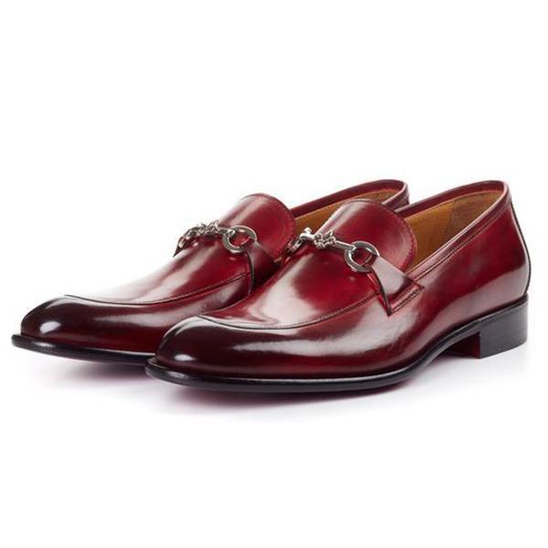 Double Buckle Red Men's Classic Leather Shoes