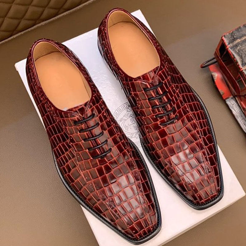 Retro Crocodile Pattern Formal Leather Business Style Men Shoes