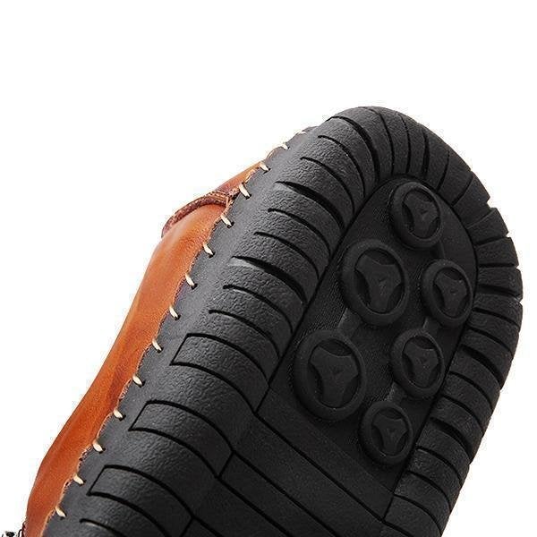 Men Comfy Hand Stitching Genuine Leather Side Zipper Slip On Casual sh