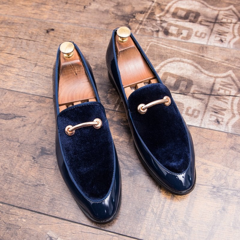 New Style Suede Stitching British Style Pointed Casual Shoes
