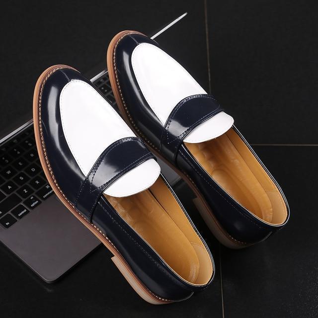 Men Dress Shoes Luxury Leather Slip-on Flat Loafers Formal Shoes