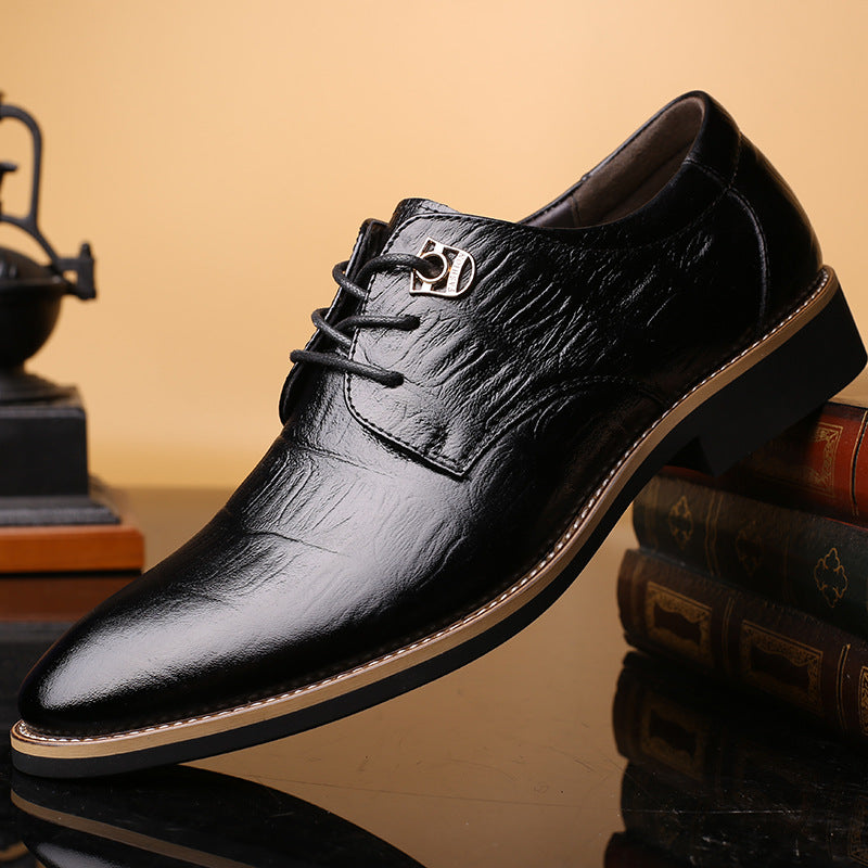 Leather Crocodile Pattern Men's Shoes