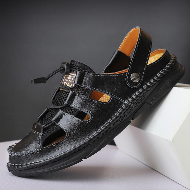 Men'S Summer Cowhide Elastic Outdoor Sandal