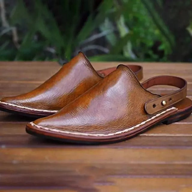 Handmade Stitched Brown Leather Sandals