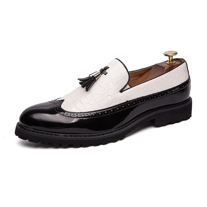 New Brock Color Matching Fringed Leather Shoes