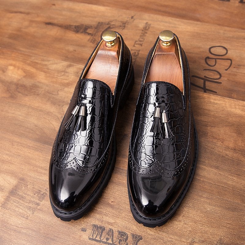 New Brock Color Matching Fringed Leather Shoes
