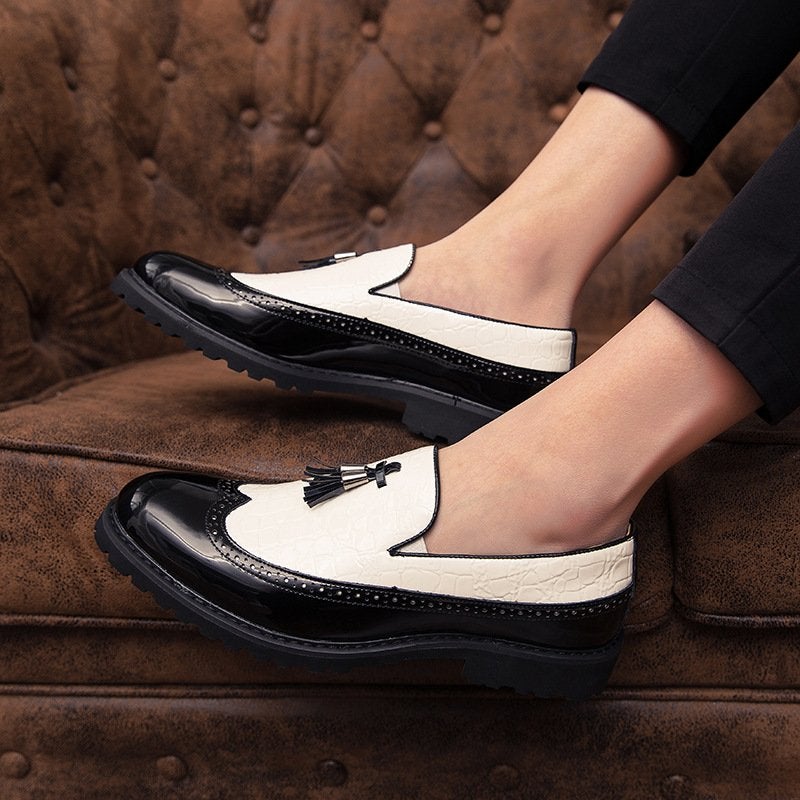New Brock Color Matching Fringed Leather Shoes