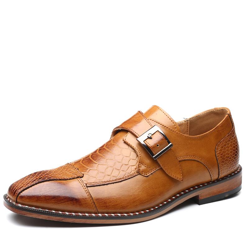 Men's Leather Shoes With Belt Buckle