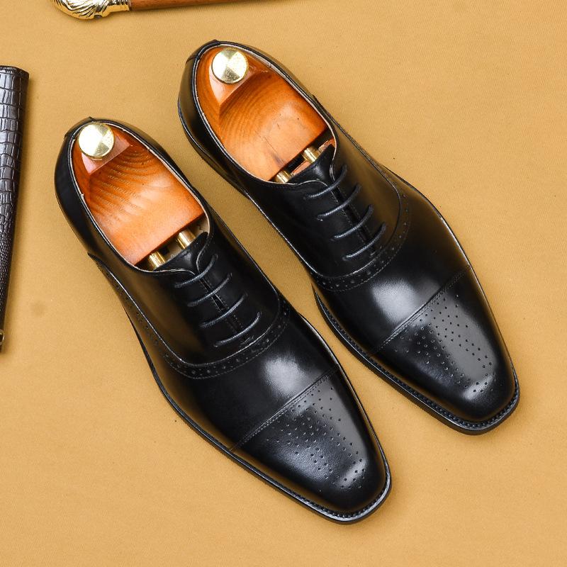Bullock Square Toe Leather Dress Shoes