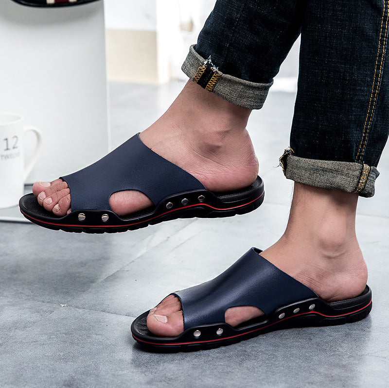 Men's Lightweight Outdoor Leather Slippers