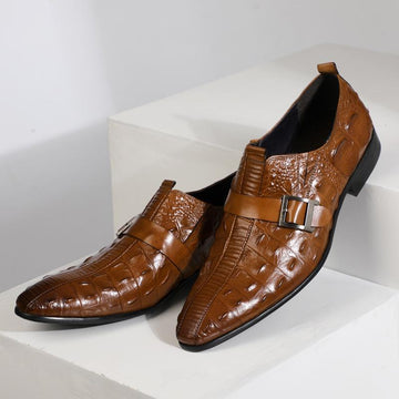 Men's Alligator Grain Hasps Leather Shoes