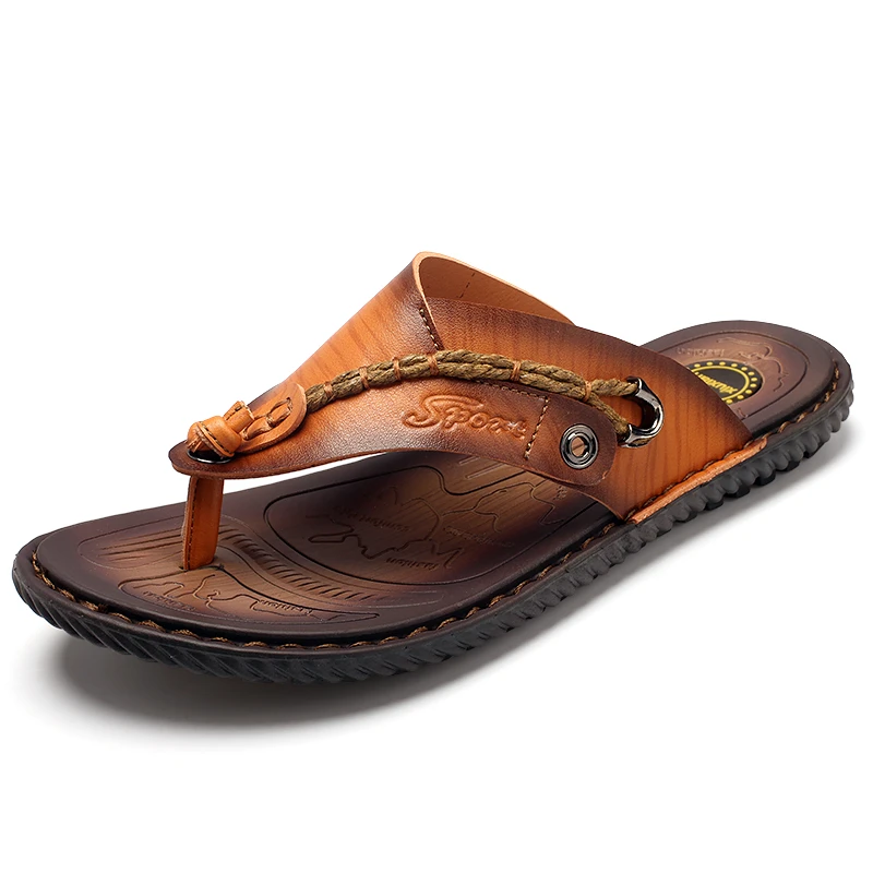 Men's Genuine Leather Casual Sandals Flip Flops