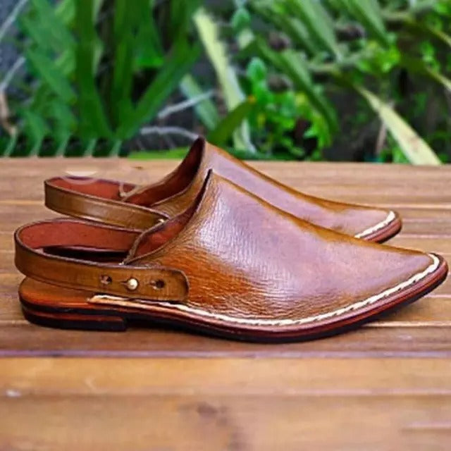 Handmade Stitched Brown Leather Sandals