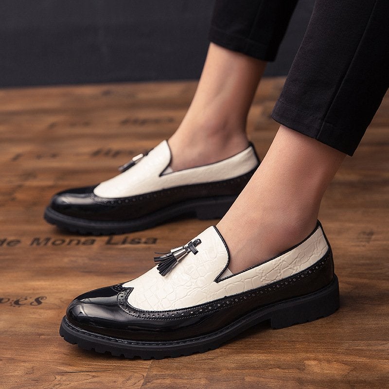 New Brock Color Matching Fringed Leather Shoes
