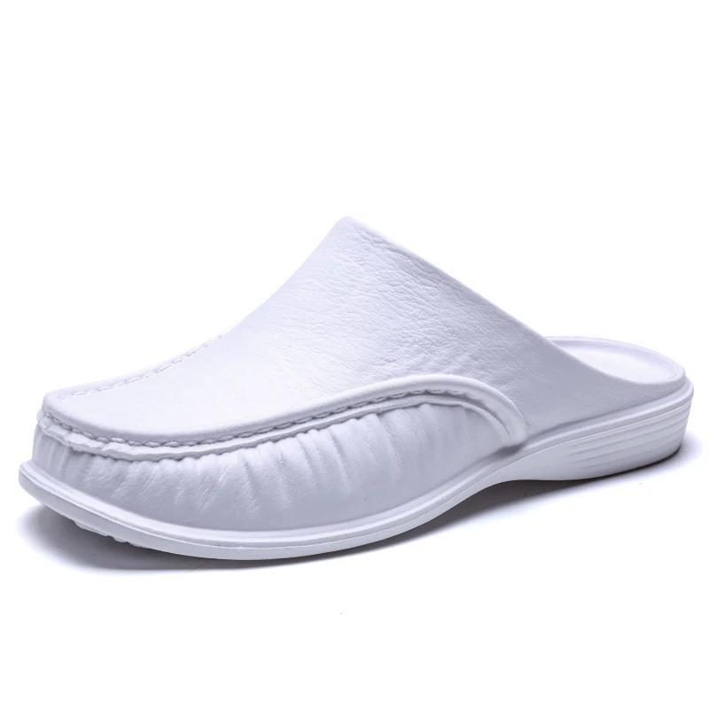 Large Size Men Comfy Backless Slippers Casual Leather Sandals