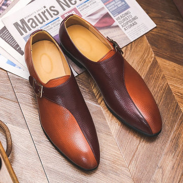 Men's Fashion Monk Shoes Pacthwork Business Dress Shoes