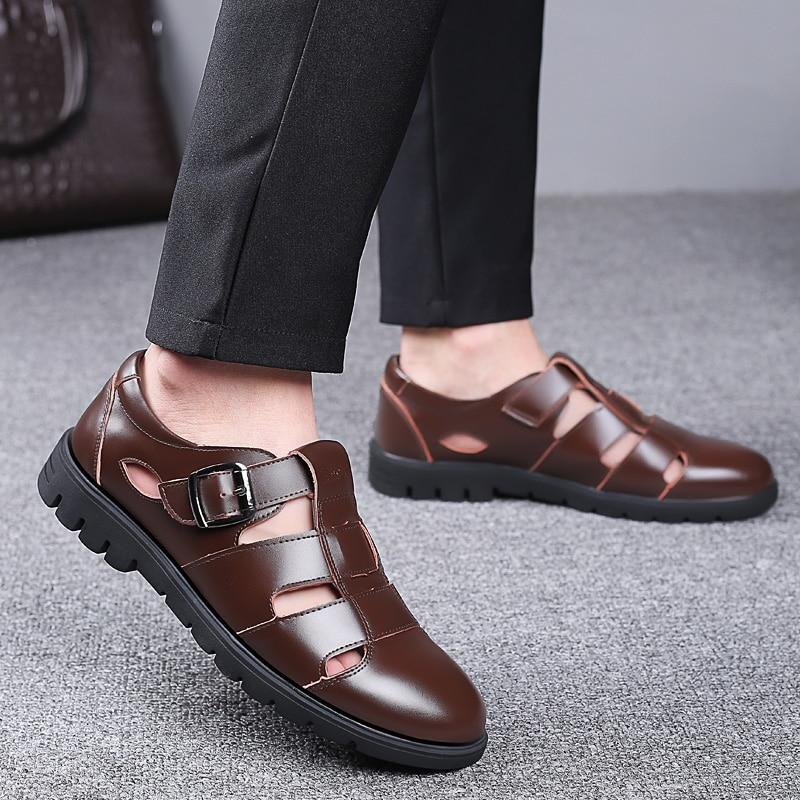 Men's Genuine Leather Sandals Plus Size Oxford Sanda Shoes