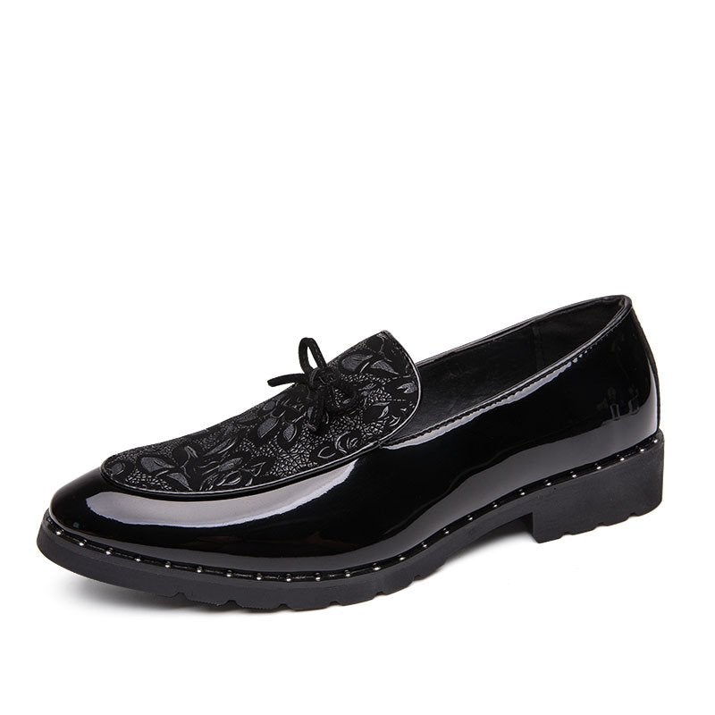 Printed Reflective Shiny Fashion Trendy Men's Leather Shoes