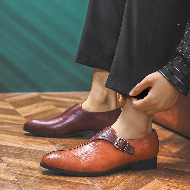 Men's Fashion Monk Shoes Pacthwork Business Dress Shoes