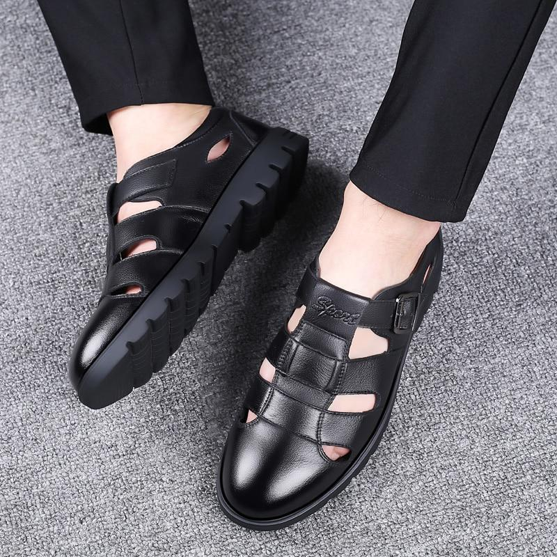 Men's Genuine Leather Sandals Plus Size Oxford Sanda Shoes