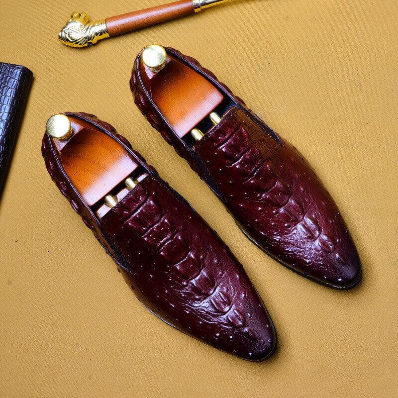 Men's Casual Business Breathable Crocodile Pattern Leather Shoes