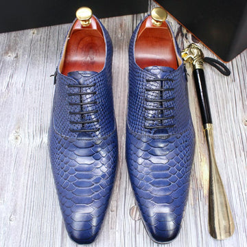 Snake Skin Pointed Toe Oxford Men Leather Shoes