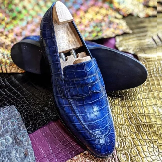 Blue Slipon Penny Loafers