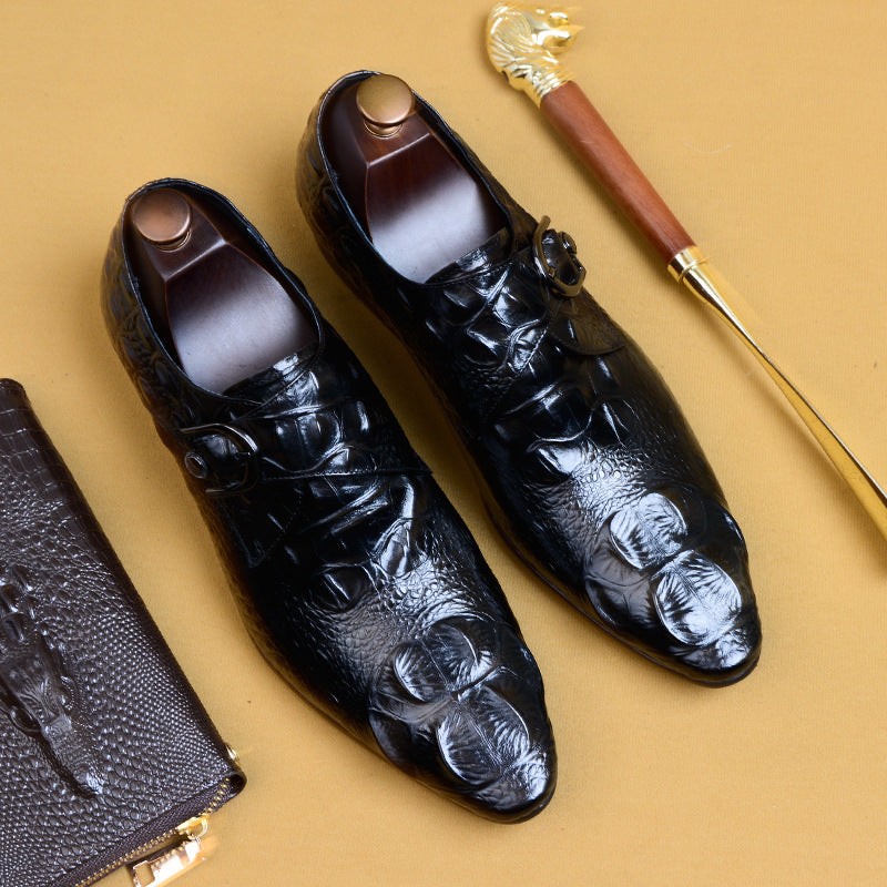 Men's Crocodile Leather Buckle Shoes