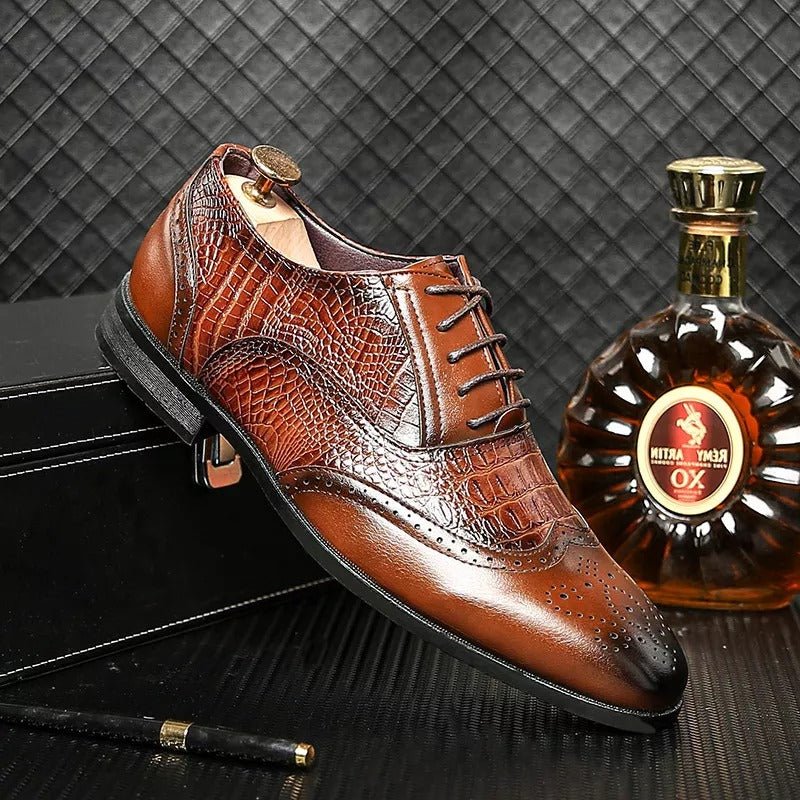 Men's Snakeskin Point Toe Shoes