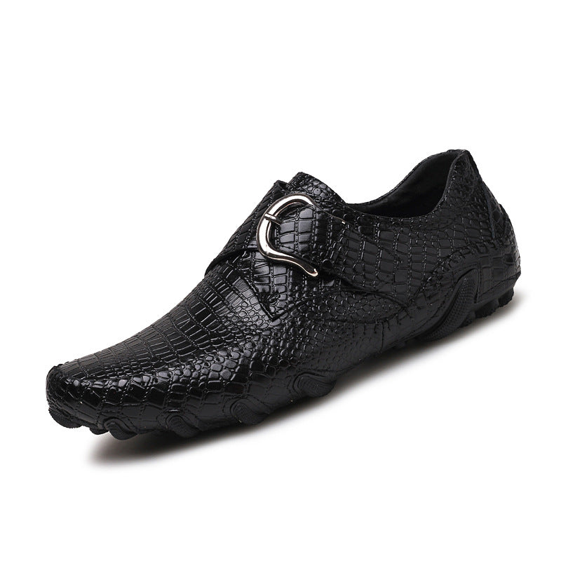 Casual British Crocodile Pattern Breathable Leather Men's Shoes