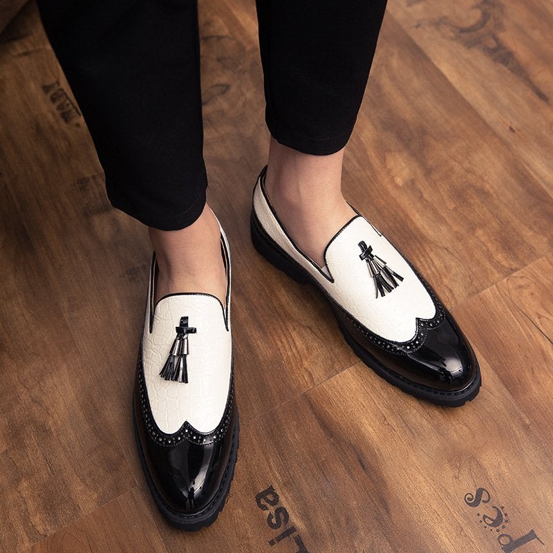 New Brock Color Matching Fringed Leather Shoes