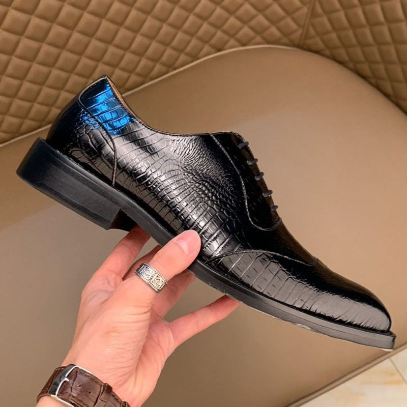Retro Crocodile Pattern Formal Leather Business Style Men Shoes